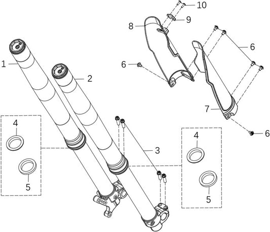 Kove 450 Rally EX front fork parts diagram