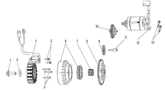 Kove 450 Rally EX starter parts diagram