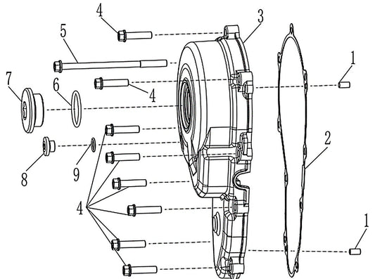 450 Rally EX – Left Crankcase Cover exploded diagram