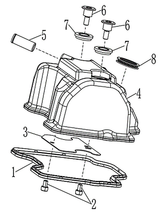 Kove 450 Rally EX cylinder head cover parts diagram