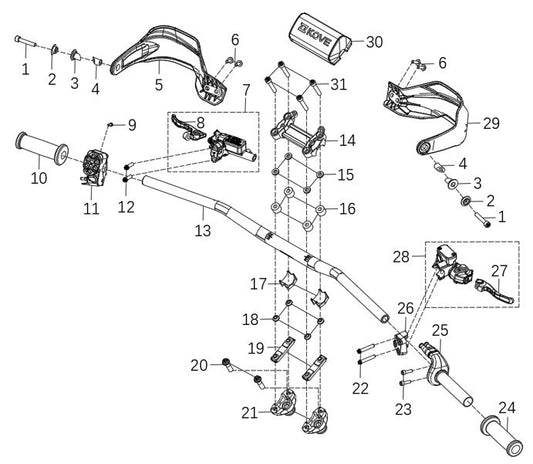 450 Rally EX – Handlebar exploded diagram
