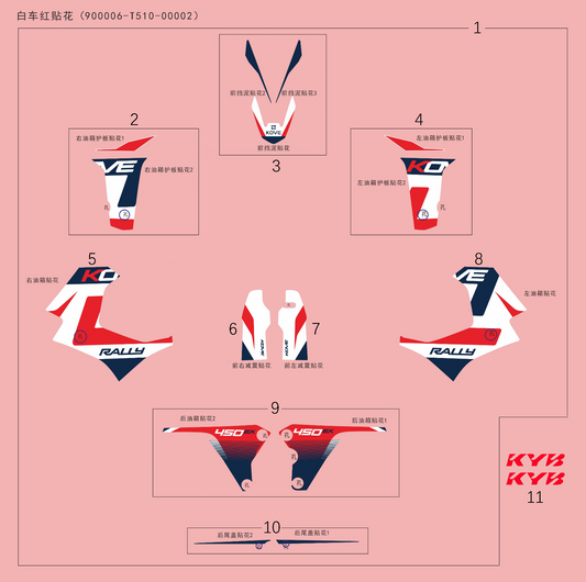 Kove 450 Rally EX decal set (red)