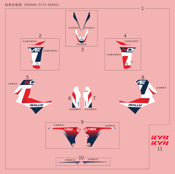 450 Rally EX – Decal Set (red)