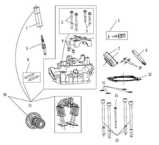 450 Rally EX – Cylinder Head exploded diagram