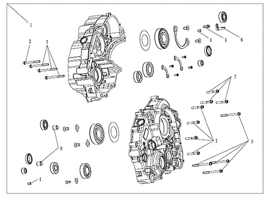 Kove 450 Rally EX crankcase parts diagram