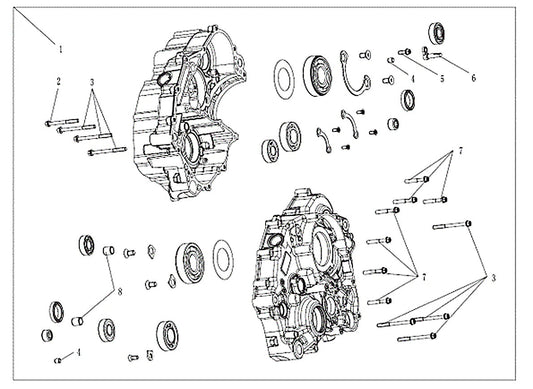 450 Rally EX – Crankcase exploded diagram