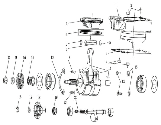450 Rally EX – Crankshaft/Piston exploded diagram
