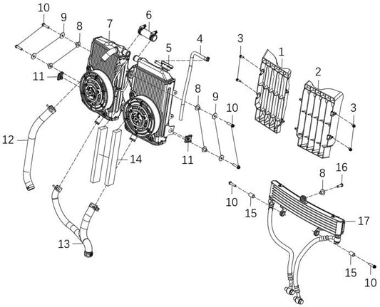 450 Rally EX – Cooling System exploded diagram