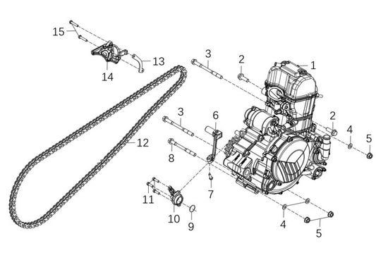 Kove 450 Rally EX engine and shift pedal parts diagram