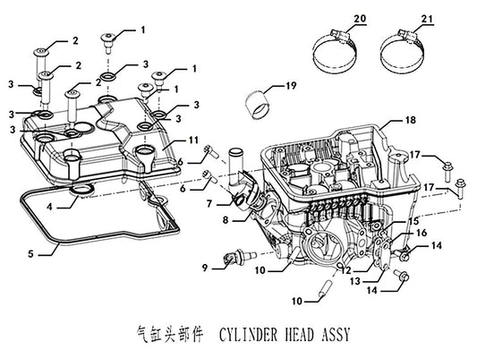 450 Rally – Cylinder Head exploded diagram