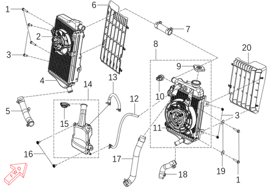 450 Rally – Cooling System exploded diagram