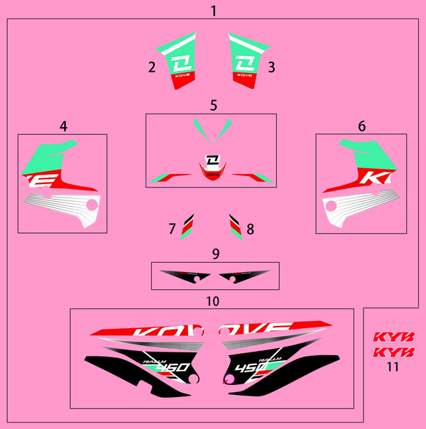 450 Rally – Decal Set (red/green)