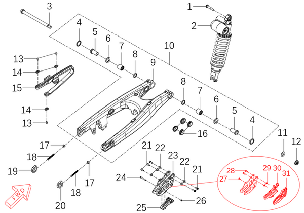 450 Rally – Swingarm & Rear Shock Absorber