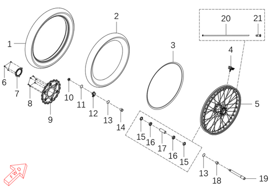 450 Rally – Front Wheel exploded diagram