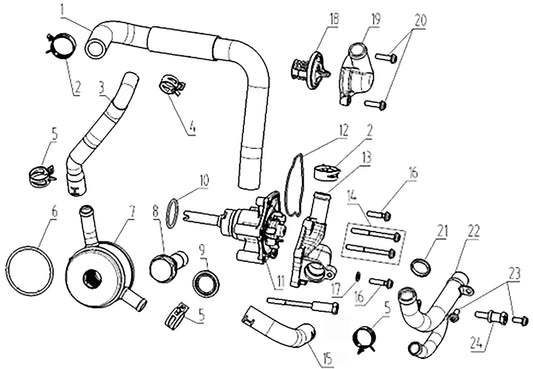 625X – Cooling System exploded diagram