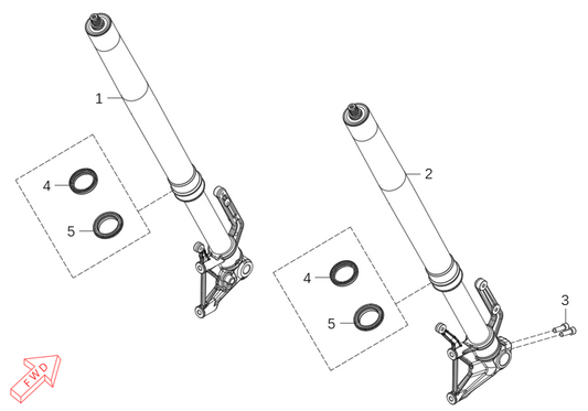 Kove 625X front fork parts diagram