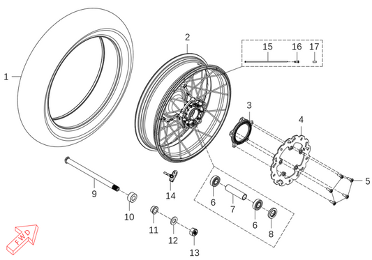 625X – Rear Wheel exploded diagram
