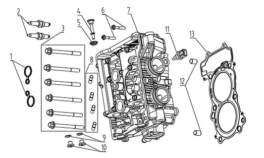 625X – Cylinder Head exploded diagram
