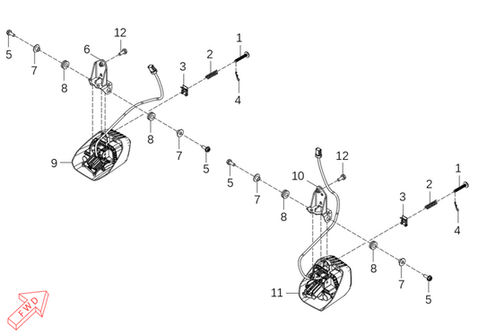 Kove 625X fog light parts diagram