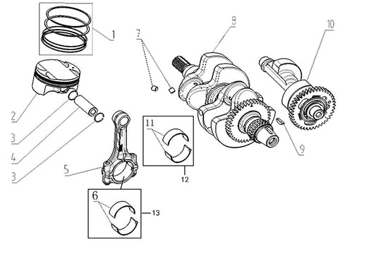 625X – Crankshaft/Piston exploded diagram