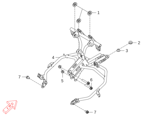 Kove 625X headlight bracket parts diagram