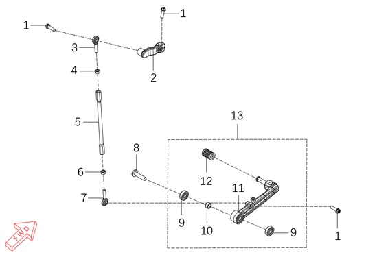 800 Rally – Shift Shaft exploded diagram