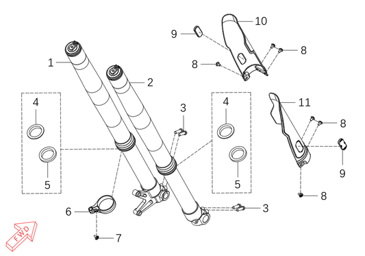 800 Rally – Front Fork exploded diagram