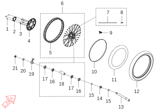 800 Rally – Front Wheel exploded diagram