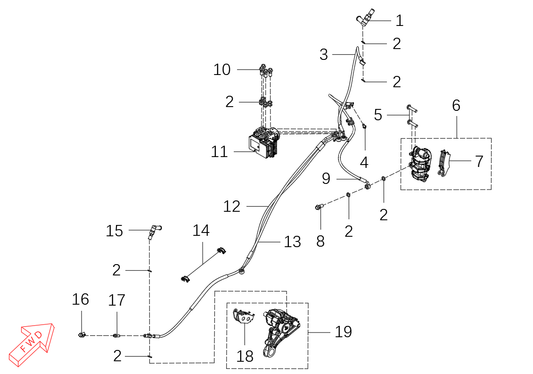 800 Rally – Brake System exploded diagram