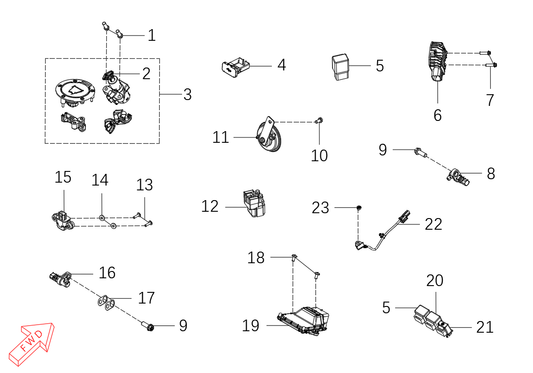 800 Rally – Electronic Components exploded diagram