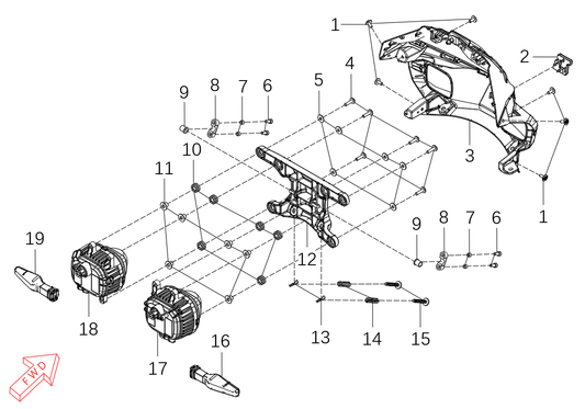 800 Rally – Headlight exploded diagram