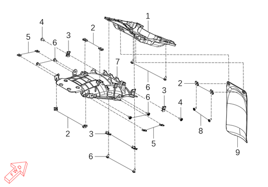 800 Rally – Rear Fender Front Section exploded diagram