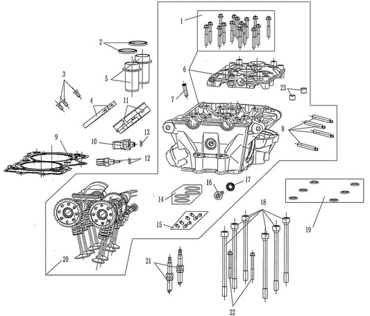 800 Rally – Cylinder Head exploded diagram