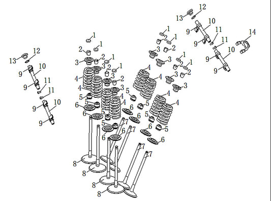 Kove 800 Rally valves parts diagram