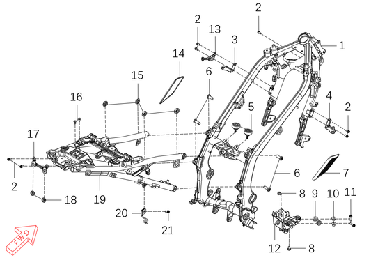 Kove 800 Rally frame parts diagram
