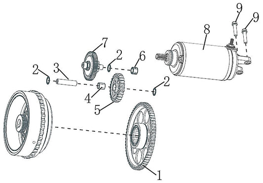 800x GT – Starter Motor exploded diagram