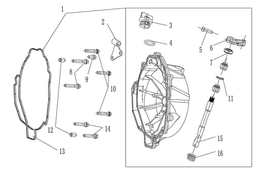 800x GT – Clutch Cover exploded diagram
