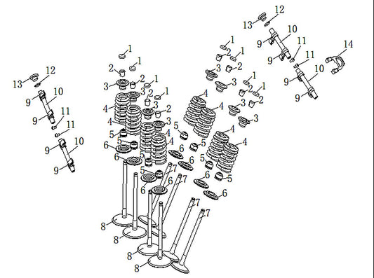 800x GT – Valves exploded diagram