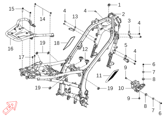 800x GT – Frame exploded diagram
