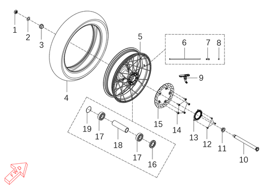 Kove 800X Pro rear wheel parts diagram