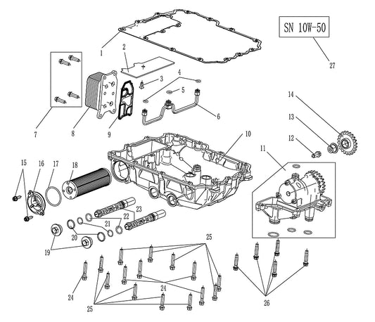 800x Pro – Oil Pump exploded diagram