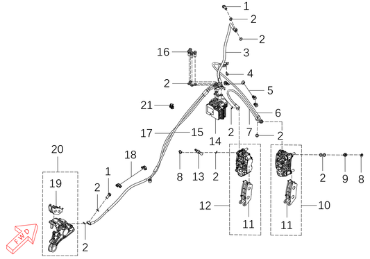 800x Pro – Brake System exploded diagram