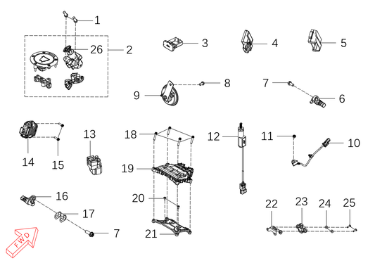 Kove 800X Pro electronic components parts diagram