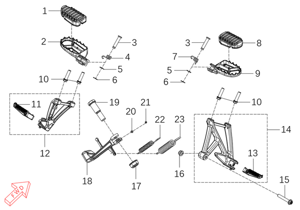800x Pro – Footrests & Side Stand