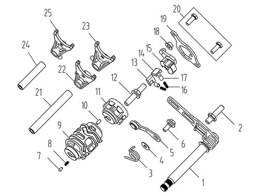 Kove MX250 gear shifting parts diagram