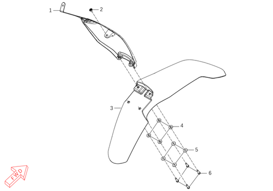 MX250 – Mudguard exploded diagram