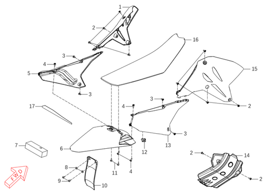 MX250 – Cover exploded diagram