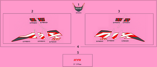 Kove MX250 decal set (red, 2025)