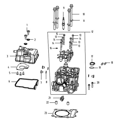 Kove MX250 cylinder head parts diagram