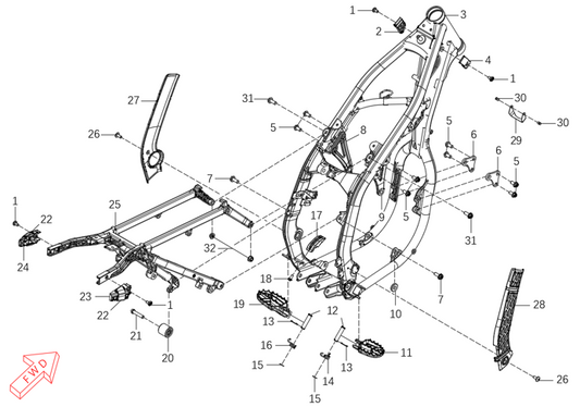 MX250 – Frame exploded diagram